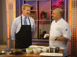 Restaurant chef on local TV program